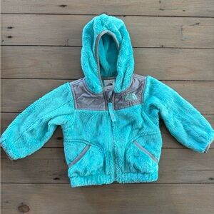 The North Face Infants 3-6 months Turquoise and Gray Fleece Hoodie